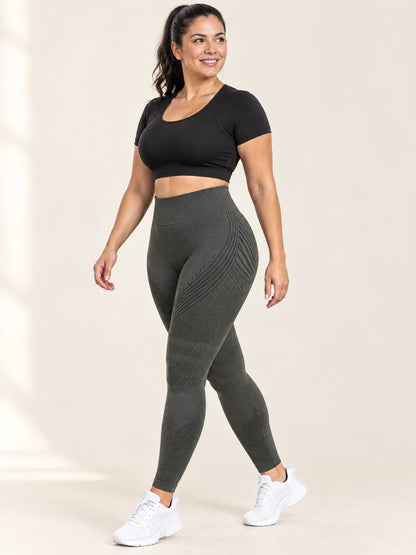 Leggings 3D VIVAEE gris carbón puesto - talla L