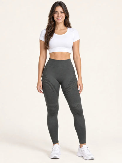 Leggings 3D VIVAEE gris carbón puesto - talla S