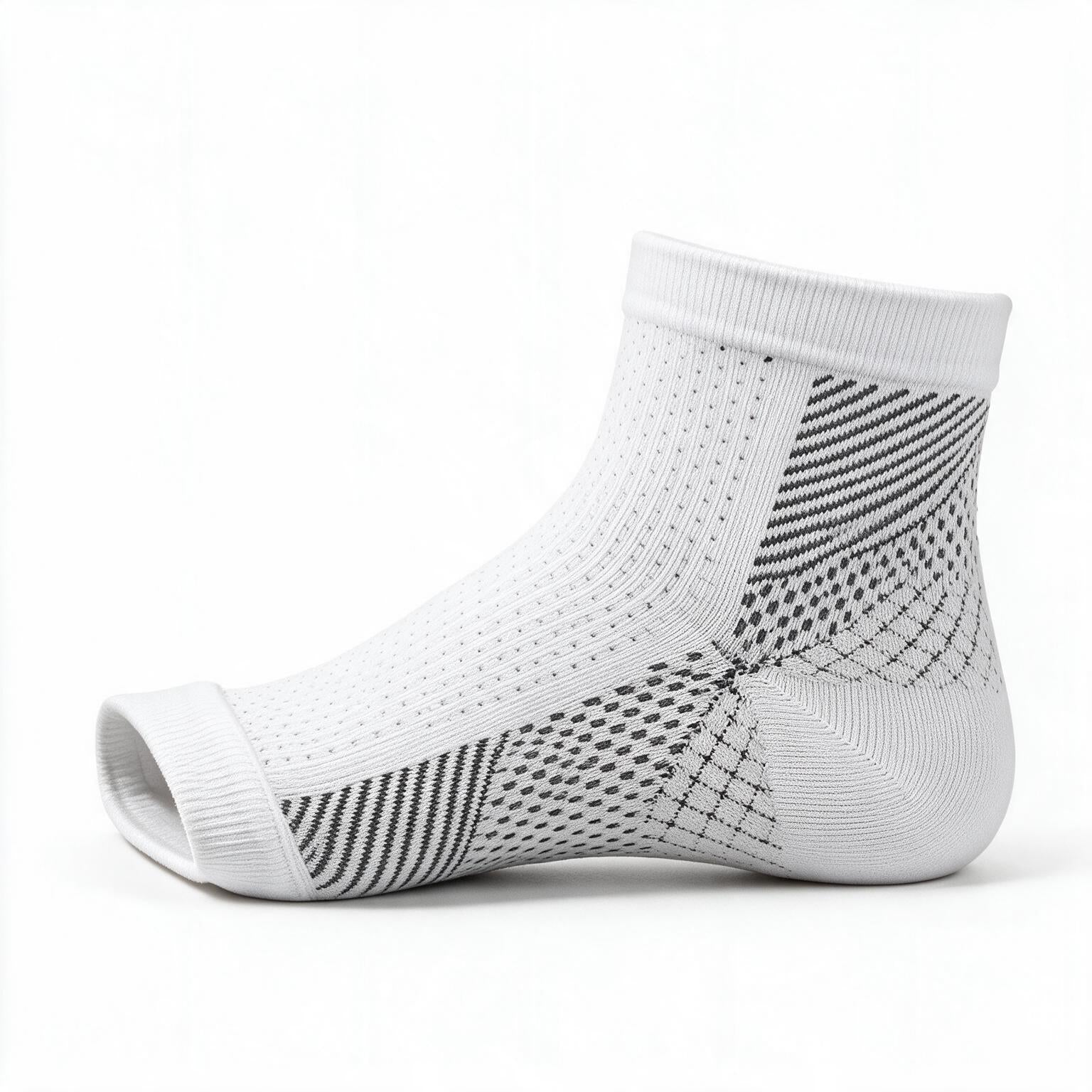 Media de compresion para fascitis plantar blanca, vista frontal